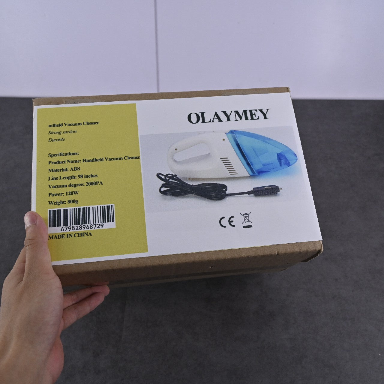 OLAYMEY Handheld Car Vacuum Cleaner With Wired Power Cord in Blue