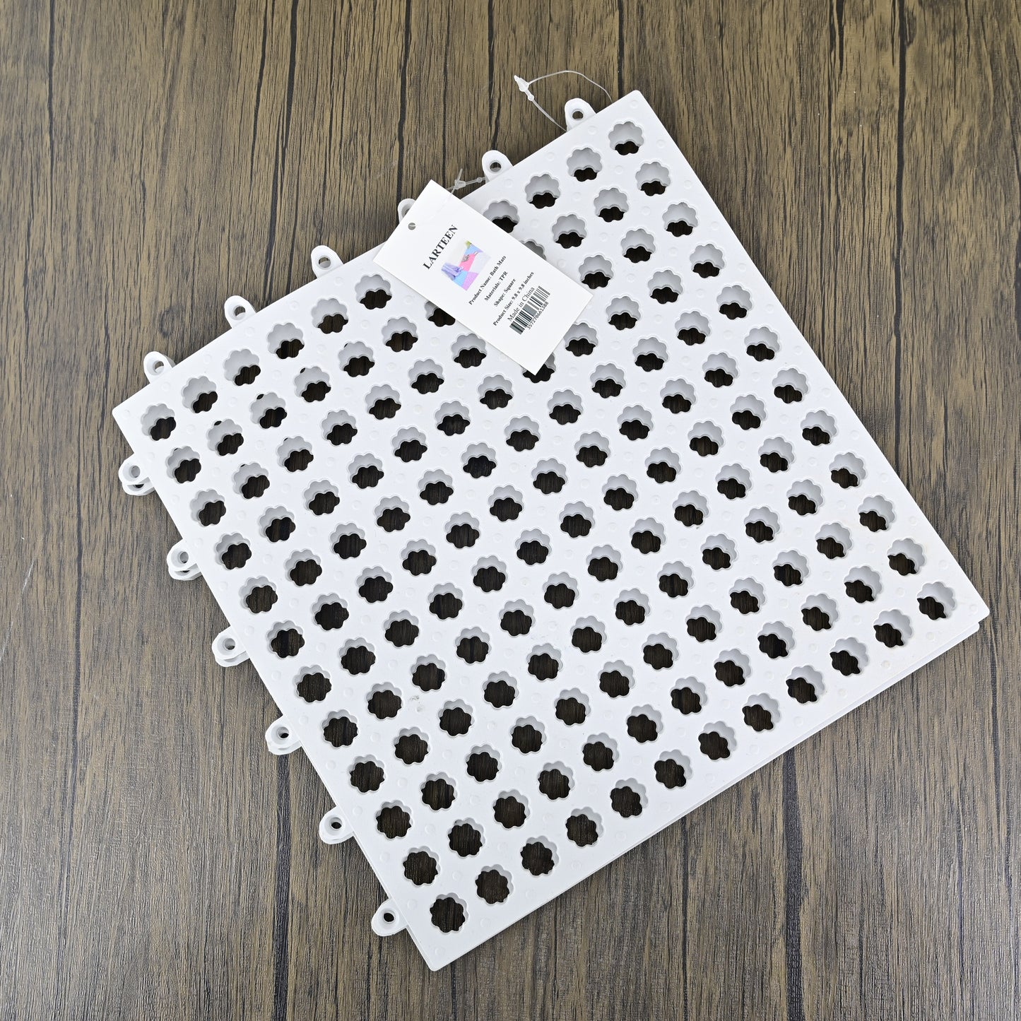 LARTEEN Bathroom Non-slip Mats Odorless TPR Bath Mat Shower Mat, 9.8 x 9.8 Inches, White