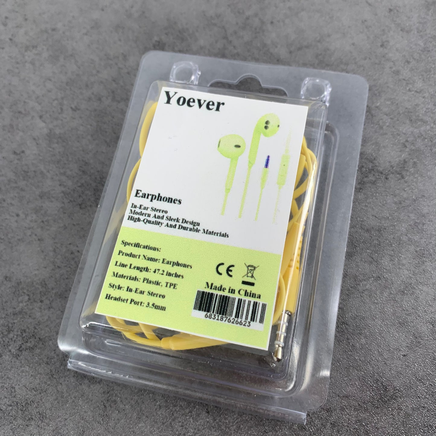 Yoever Blue 3.5mm Jack Wired Earphones with Microphone, Yellow