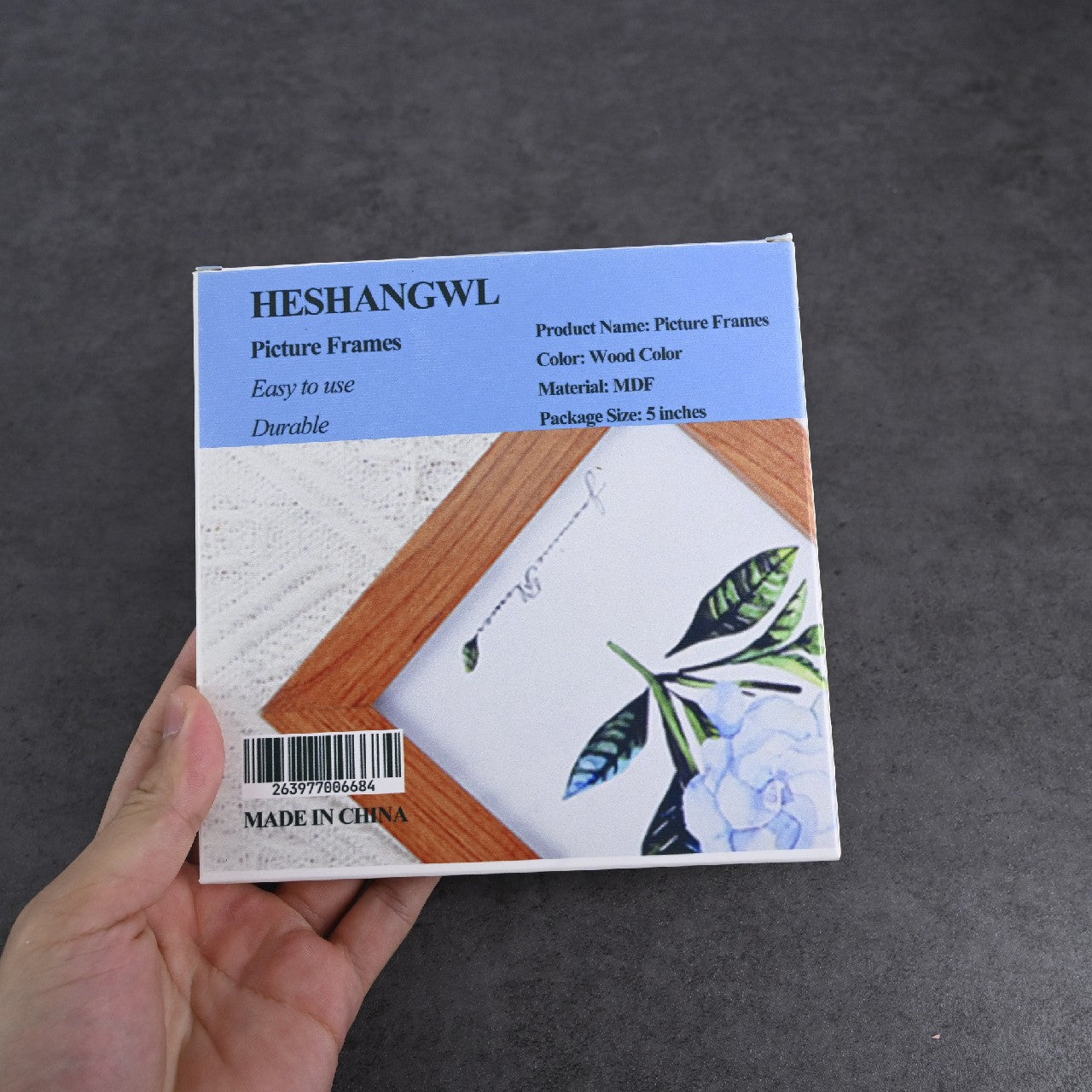 HESHANGWL 5 Inches MDF Photo Frame Picture Frame  In Wood Color for Room Ornament