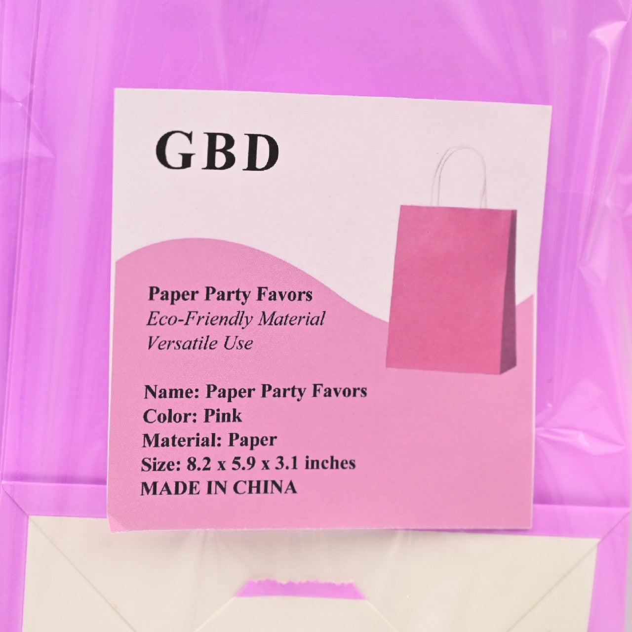 GBD Paper Party Favors Bags with Handles for Birthday Wedding Gift, Pink