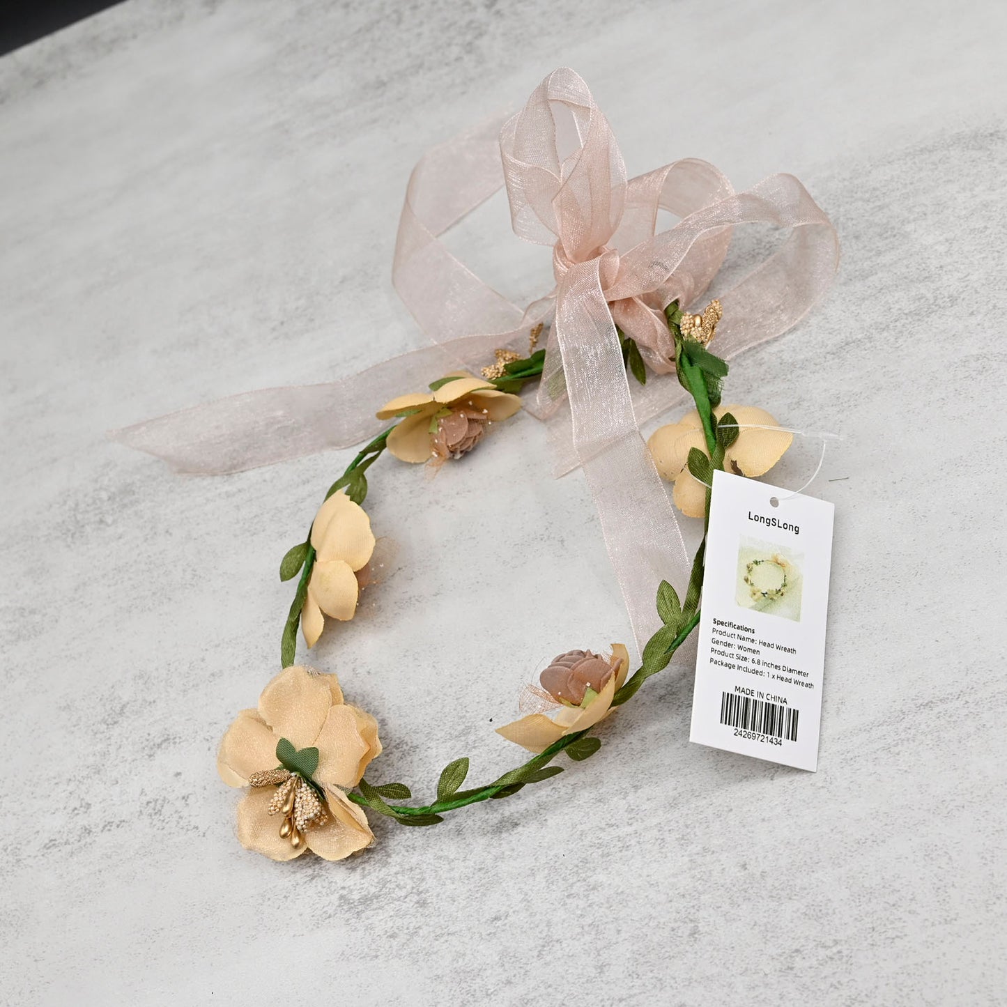 LongSLong Flowers Wreath Festival Headband Women Hair Accessories Girl Floral Garland Wedding Floral Headwear