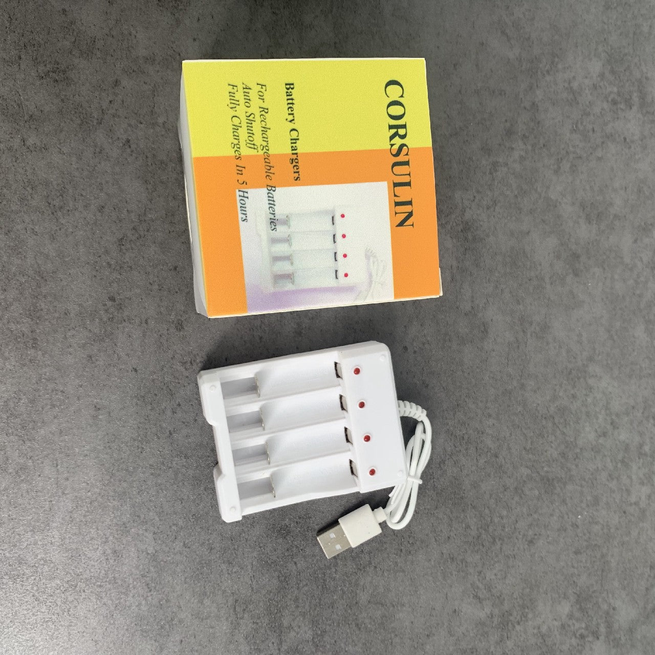 CORSULIN 3 Charging Slots Battery Chargers USB High-Speed Charging for Rechargeable Batteries