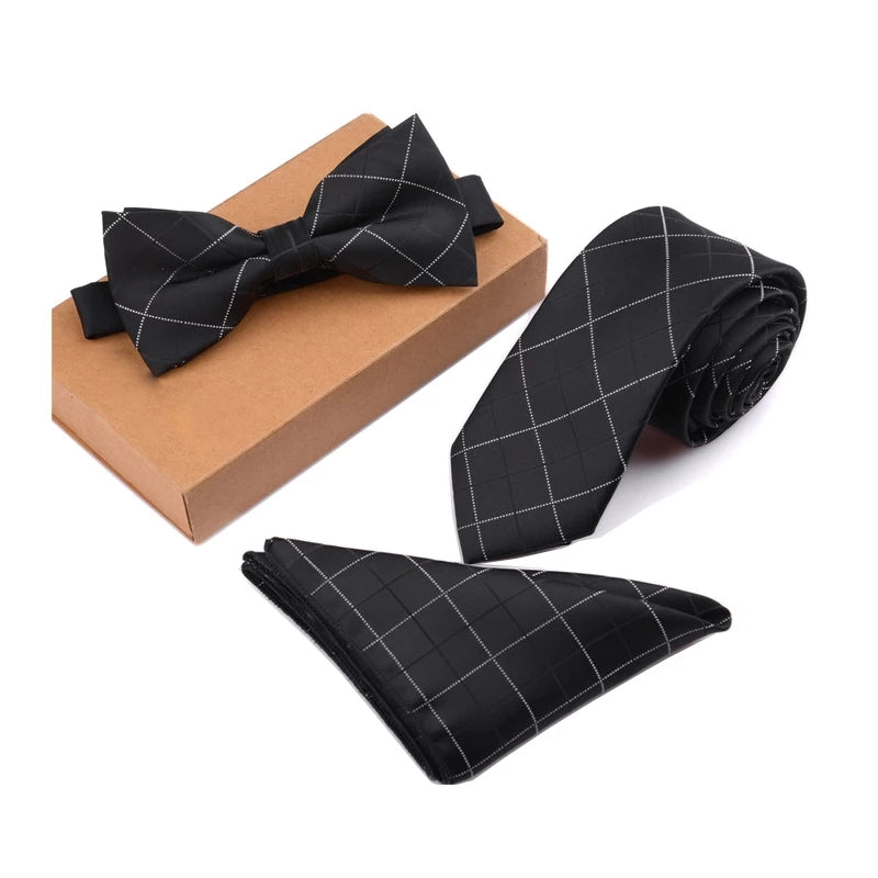 New Arrivals Slim Tie Set Men Bow Tie and Pocket Square Bowtie Necktie