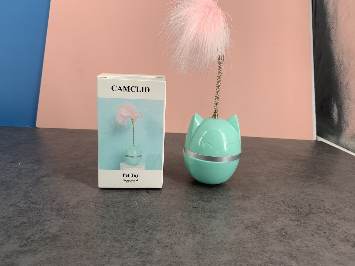 CAMCLID Feather Spring Toy Tumbler Cat Toy Cat Teaser Stick Pet Supplies