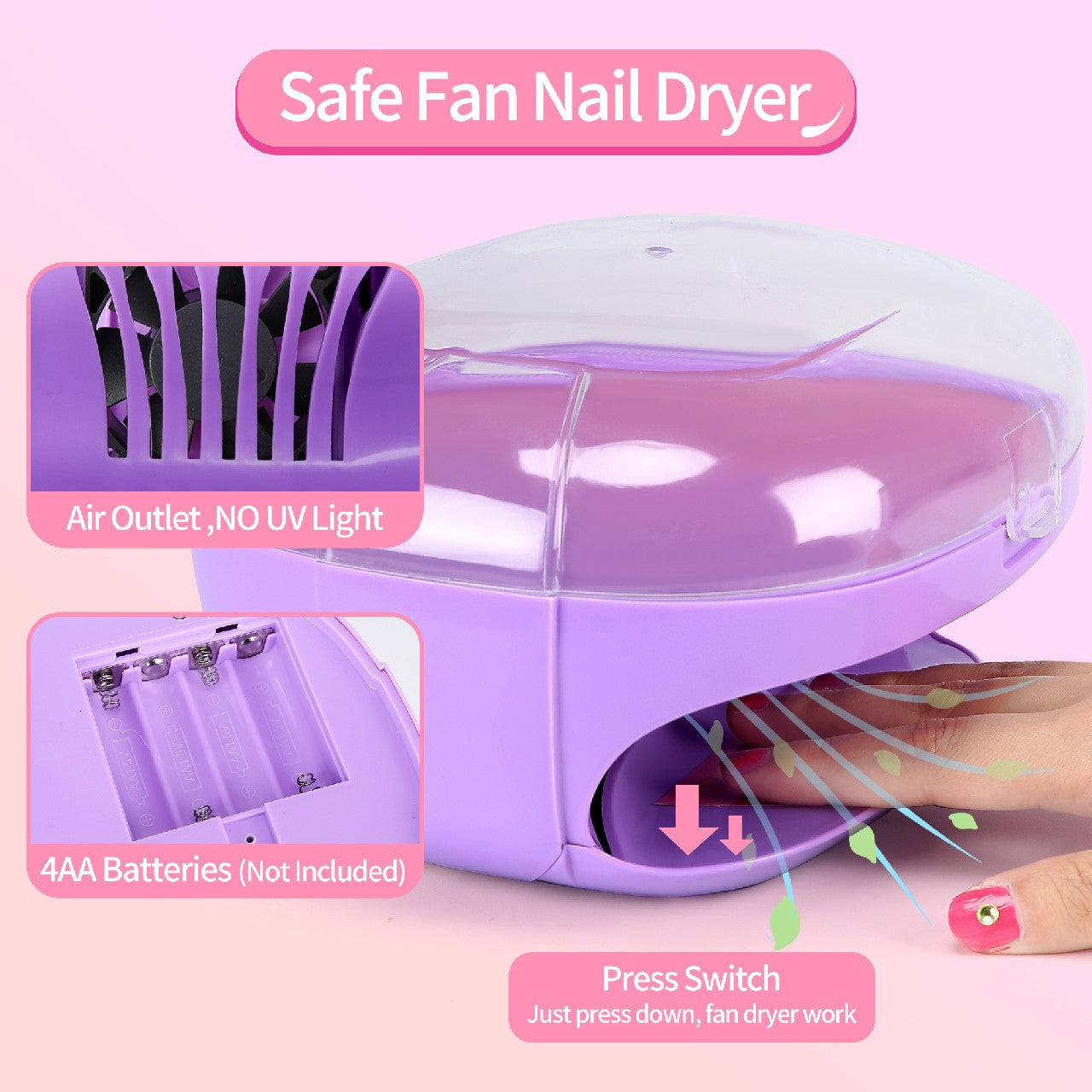 Cherry Tale Kids Nail Polish Set for Girls, Peelable Nail Art Kit with Nail Dryer, Nail Studio Birthday Gifts for Little Girls Age 5-12