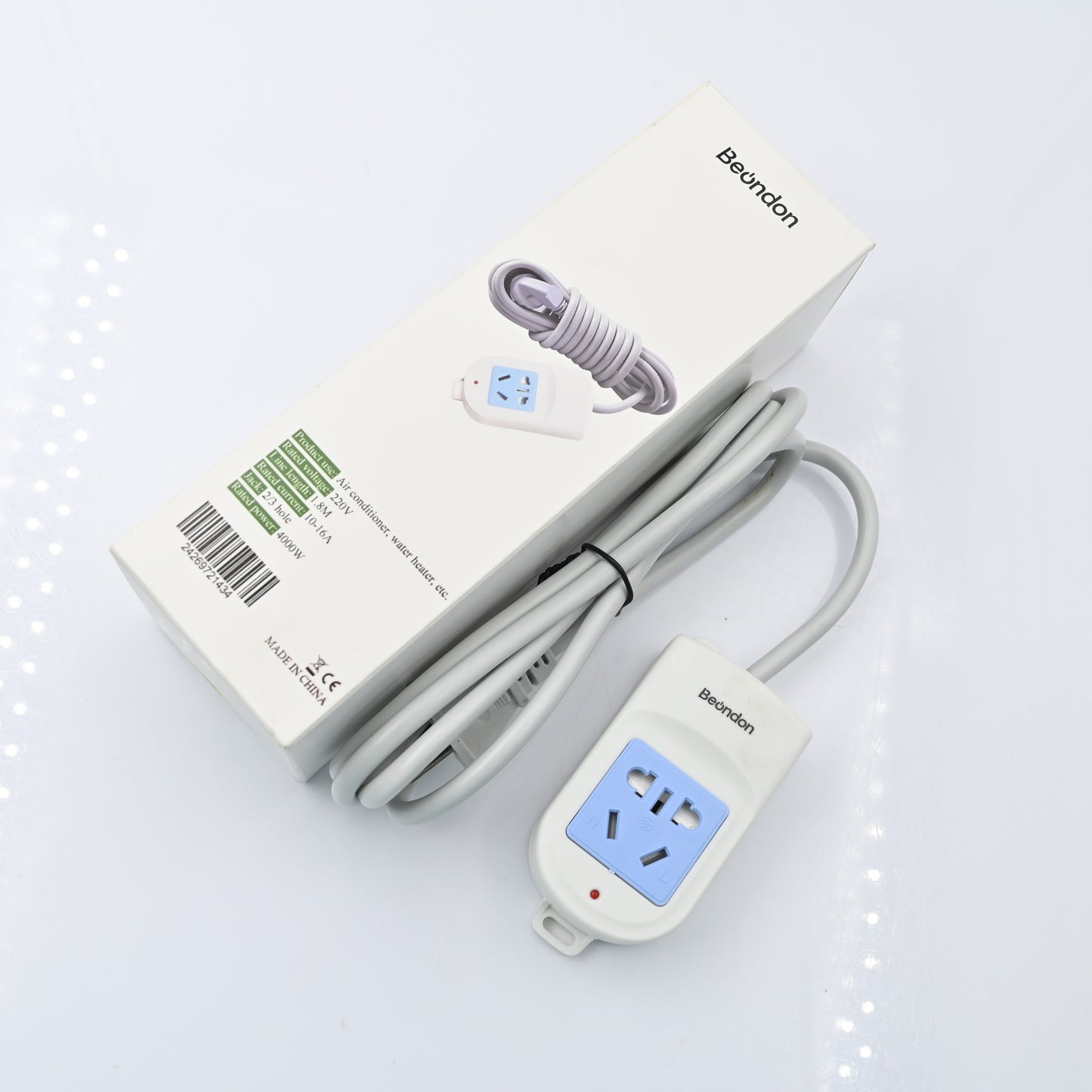 BEONDON Power Strip 10A 4000W Travel Adaptor with Switch 1.8m Extension Cord