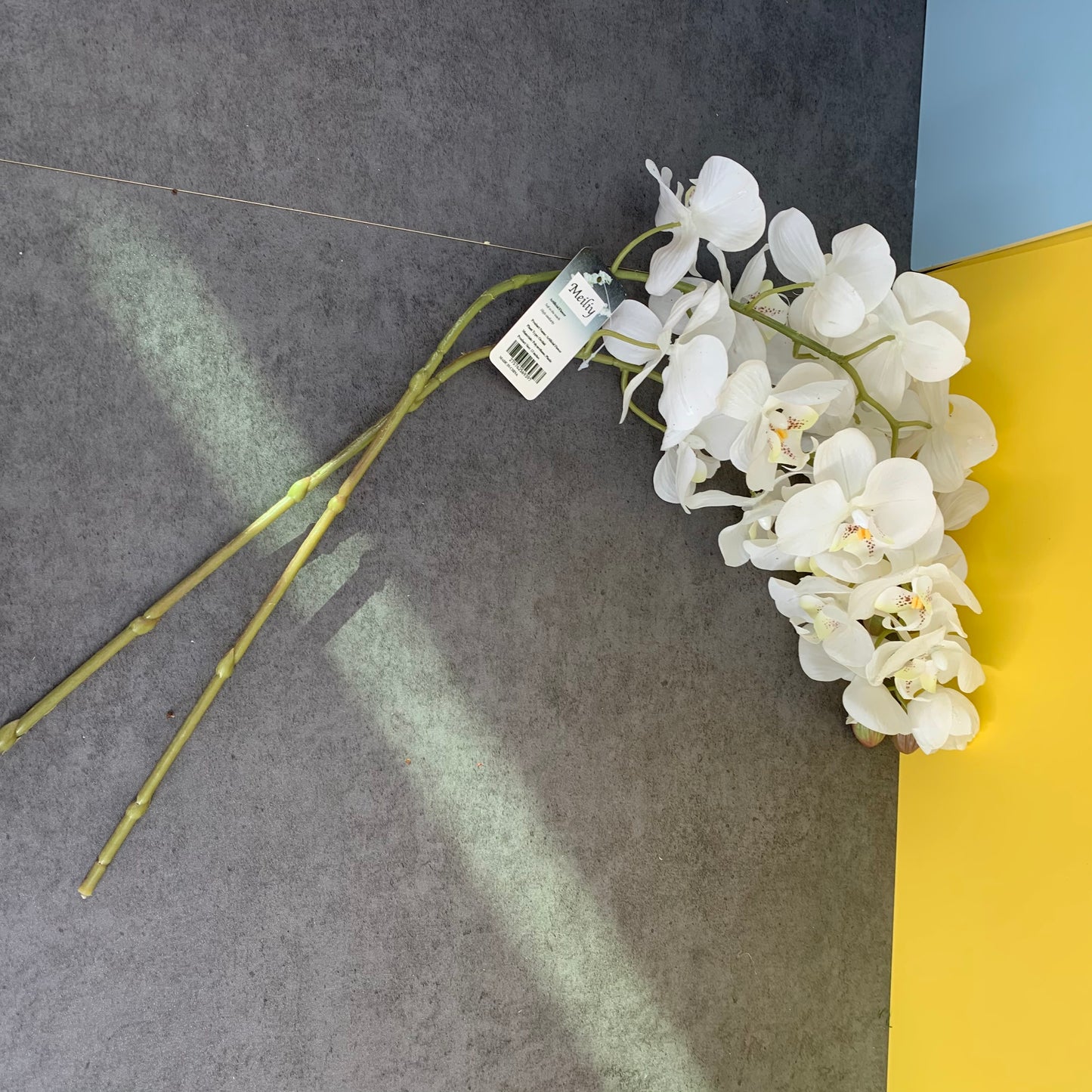 MEILIY 2 Artificial Orchids for Wedding Home Birthday Bouquets DIY Floral Decor Home Decoration with Long Stems - White