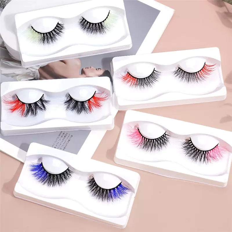 New Arrivals Colored Lashes Wispy Fluffy 3D Mink Lash Natural Long Faux Mink Eyelashes