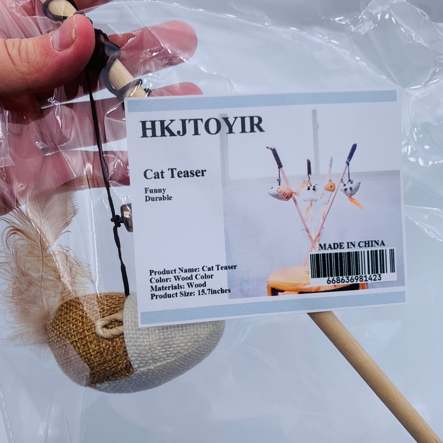 HKJTOYIR Funny Rod Cat Wand Toys Wood Pet Cat Toys