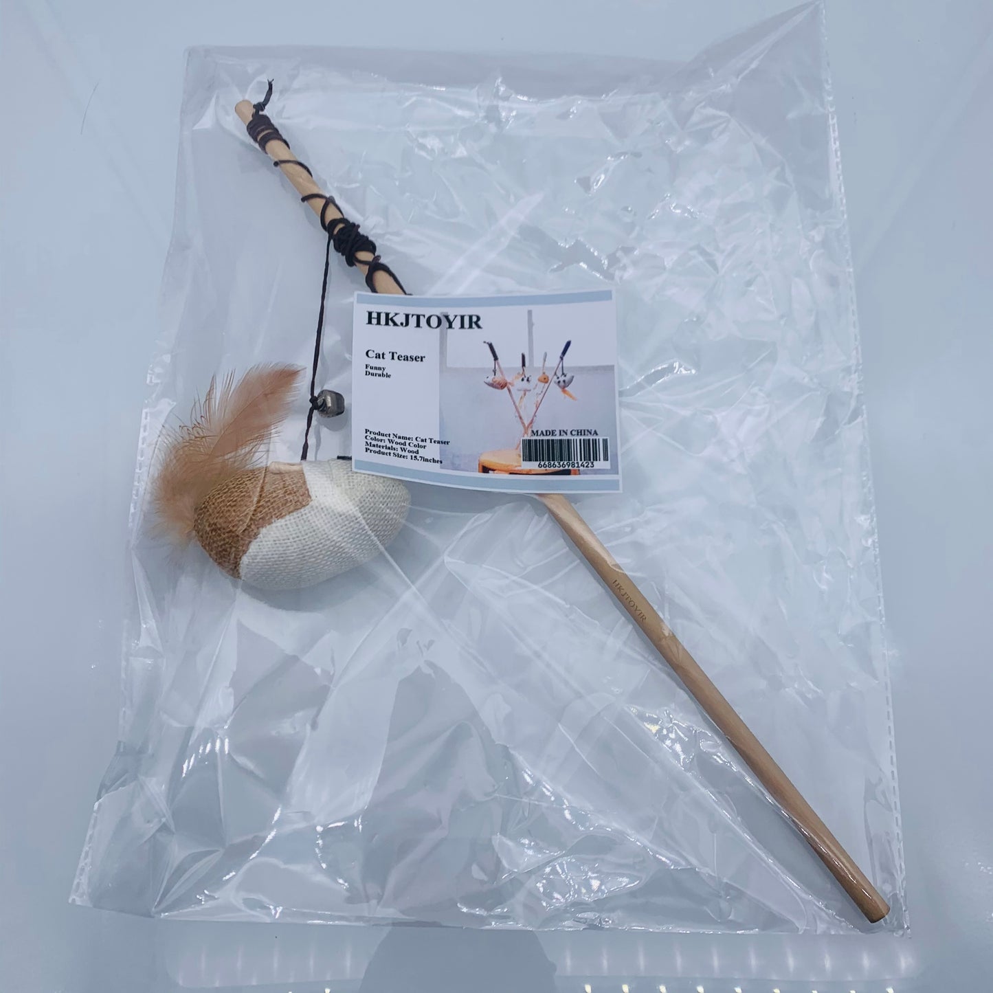 HKJTOYIR Funny Rod Cat Wand Toys Wood Pet Cat Toys