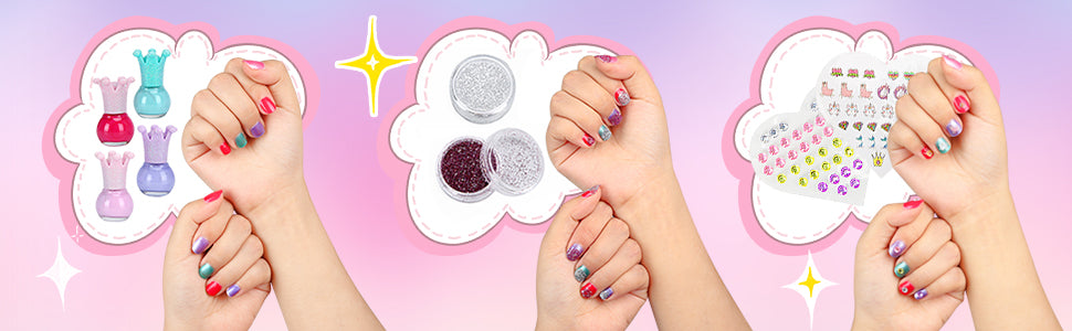 Cherry Tale Kids Nail Polish Set for Girls, Peelable Nail Art Kit with Nail Dryer, Nail Studio Birthday Gifts for Little Girls Age 5-12