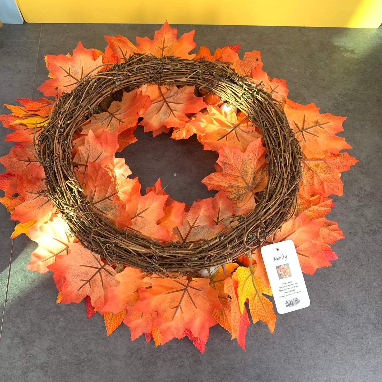 MEILIY Maple Wreath Fall Wreath Farmhouse Fall Harvest Christmas Outdoor Decoration