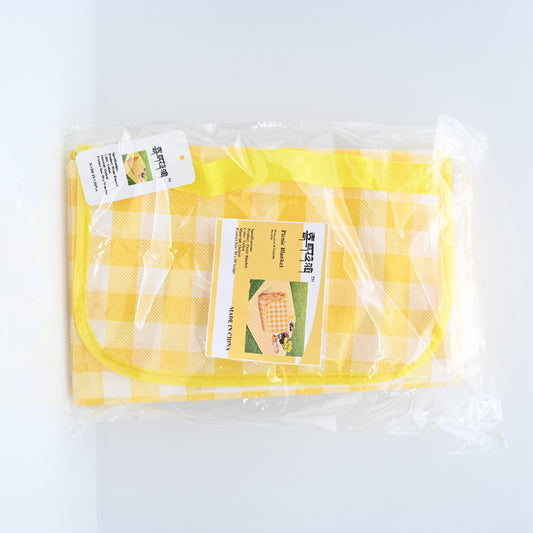 Yellow Picnic Blanket Portable Foldable Waterproof Plaid Picnic Blanket