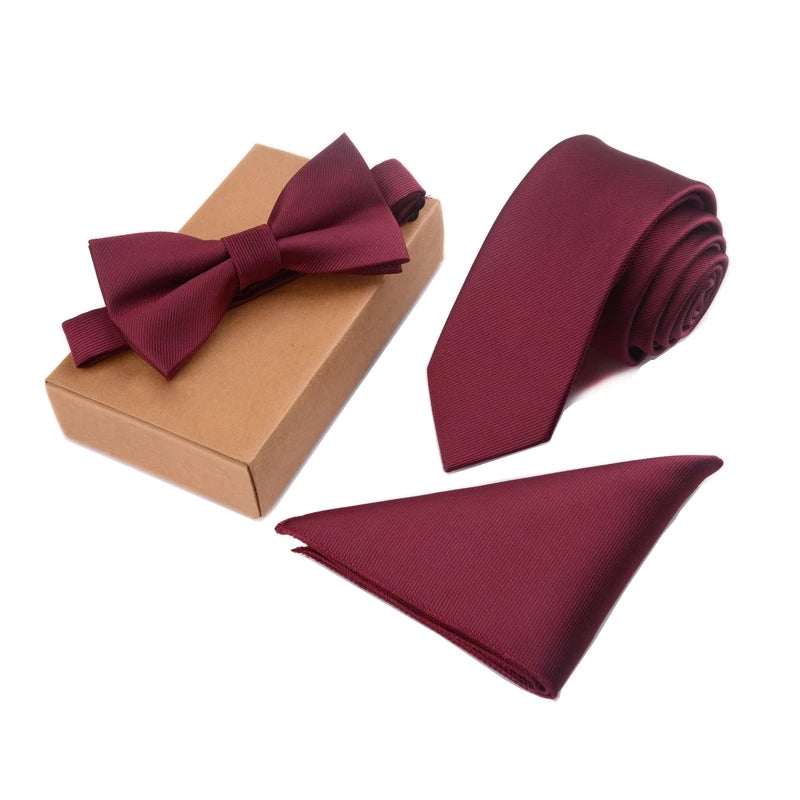 New Arrivals Slim Tie Set Men Bow Tie and Pocket Square Bowtie Necktie