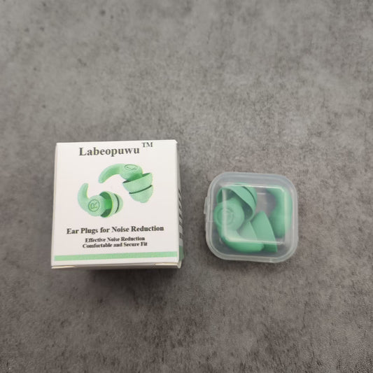 Labeopuwu Green Silicone Ear Plugs for Noise Reduction for Sleep, Study, Work