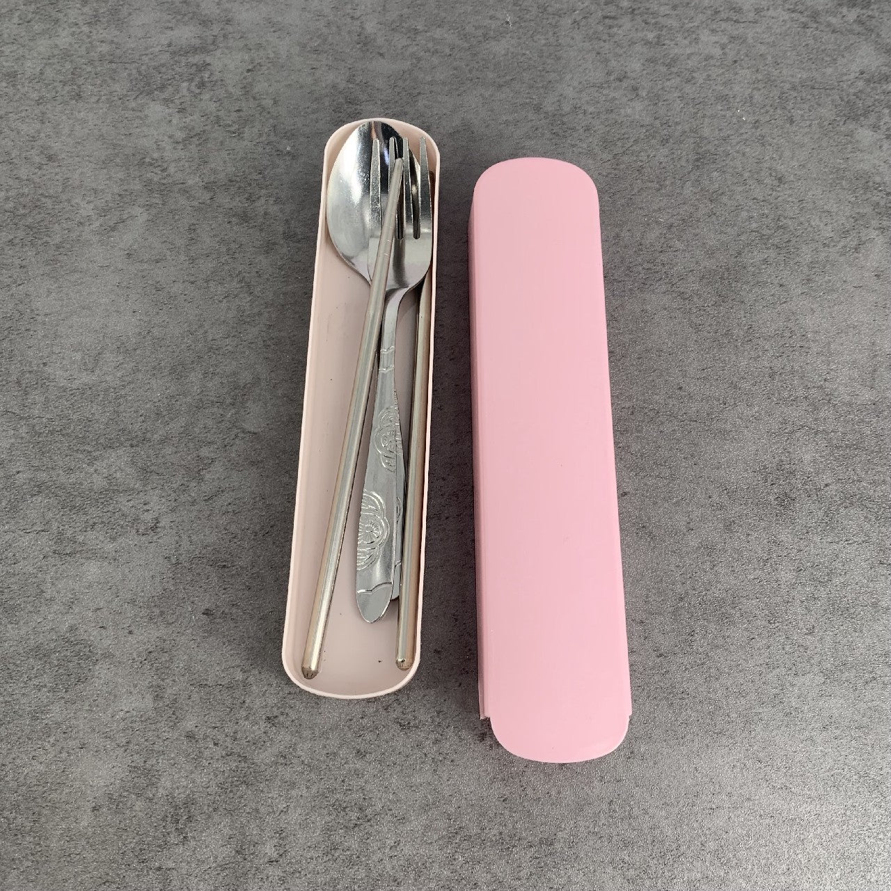 LUFINIKA Portable Cutlery Set 3 Sets Reusable Stainless Steel Tableware In Pink