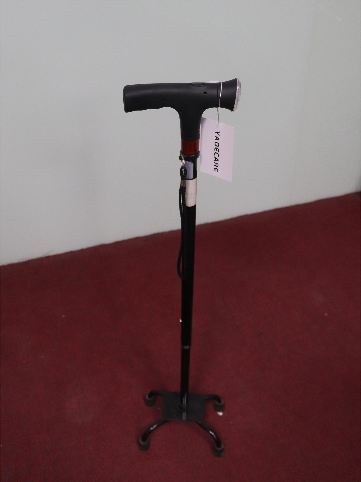 YADECARE Walking Cane Free Standing Cane, Foldable with T Handle, with Wheel Black