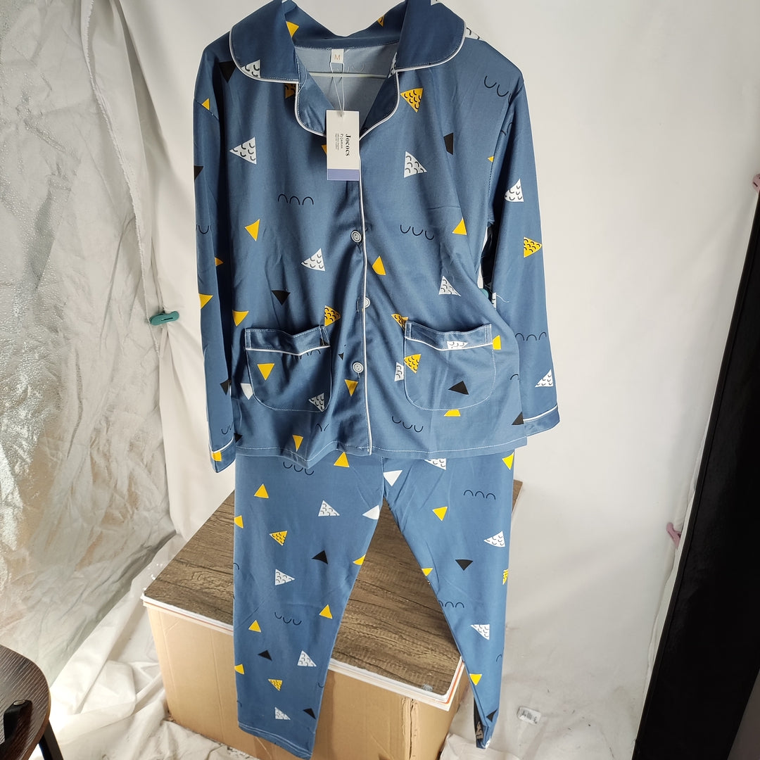 Jococs Women's Pajama Set, Blue Color, Made of Polyester, Size Medium