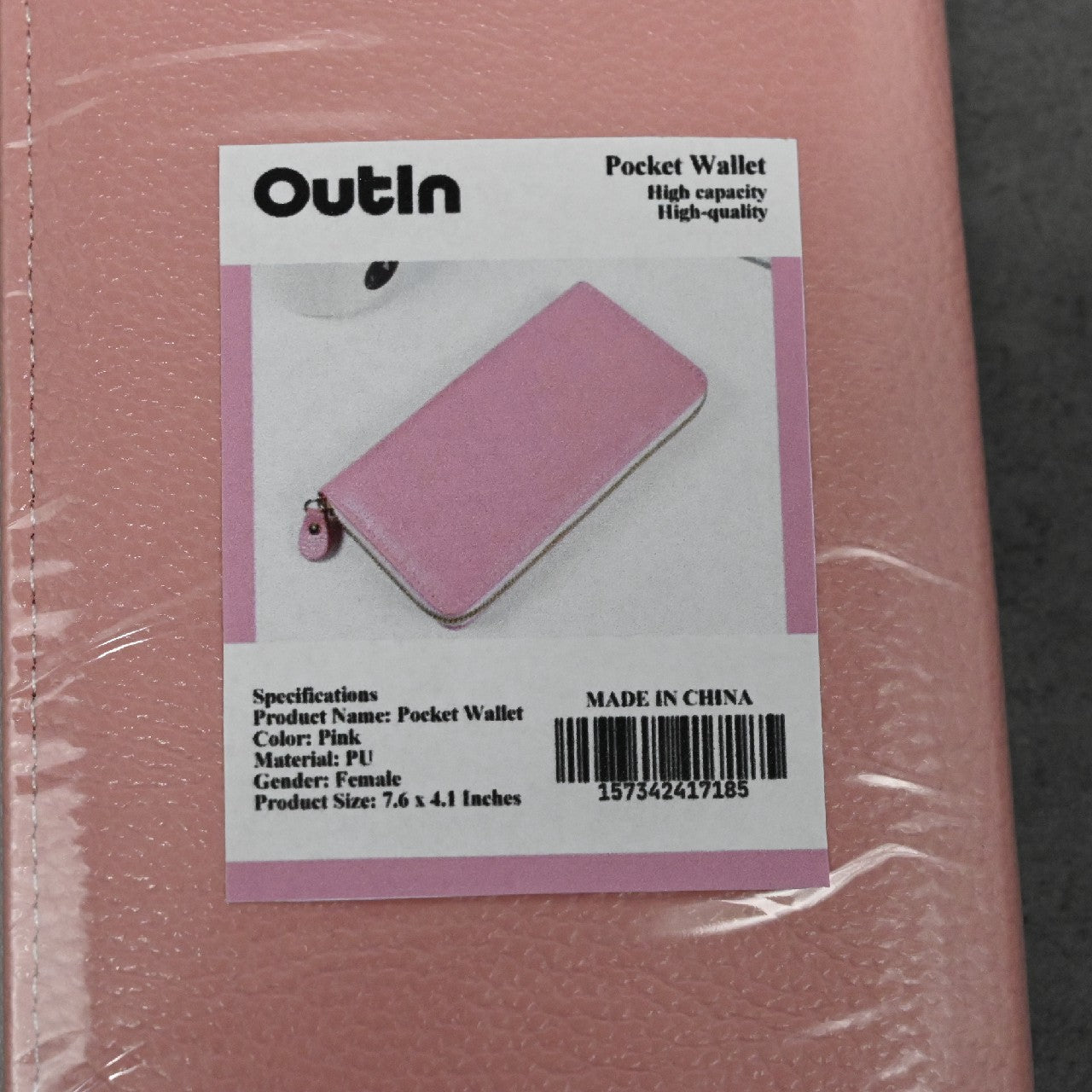 outin Women's Long Wallet Anti-theft Card Bag Large Capacity Wallet In Pink