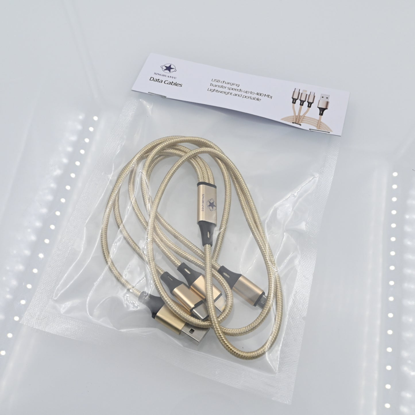 xinghuanyu Data Cables 3 in 1 Fast Charging Cables in Golden