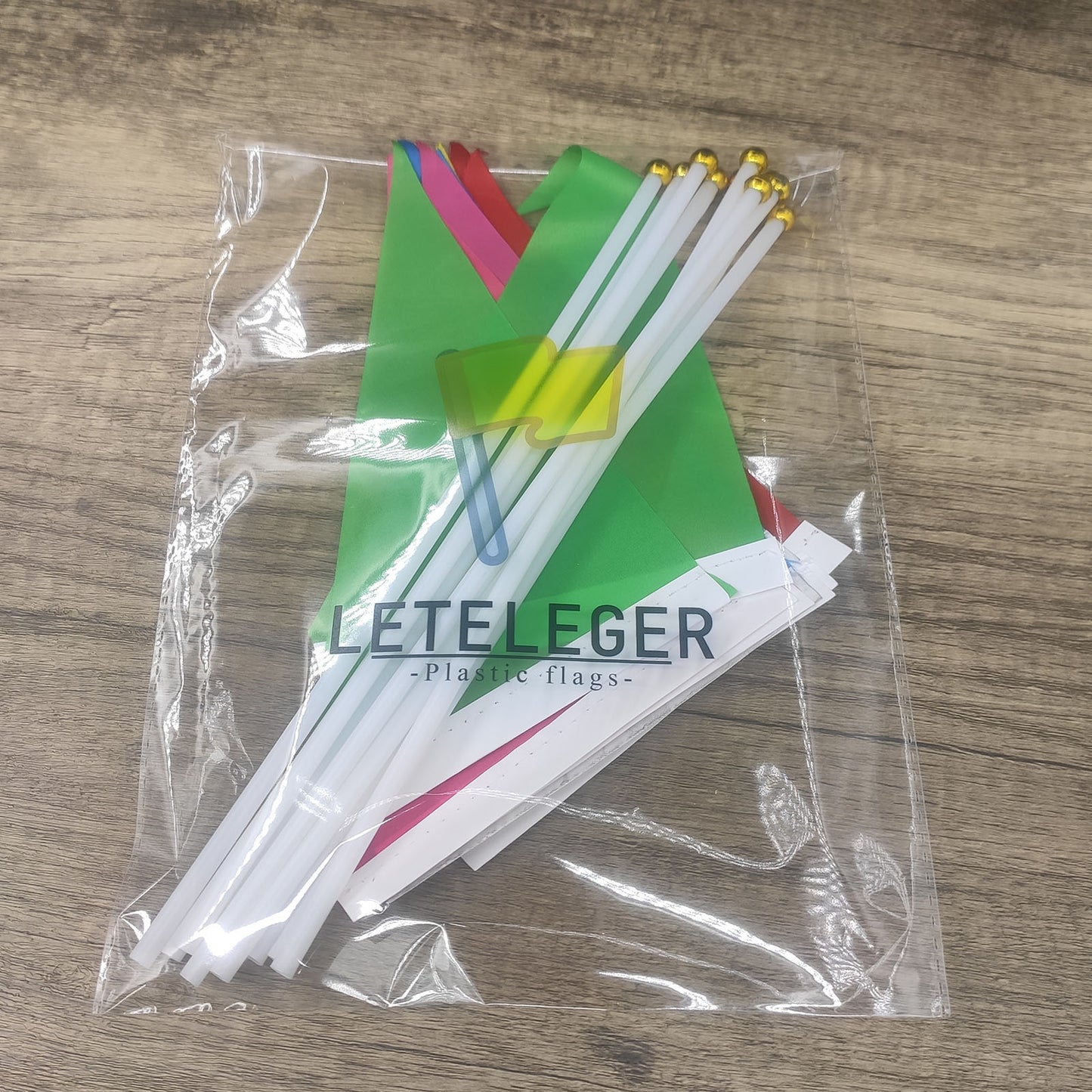 LETELEGER 10PCS Plastic Flags Bright Rainbow Color