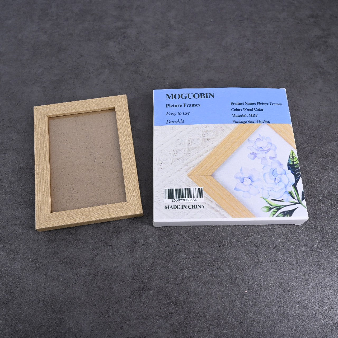 MOGUOBIN 5 Inches MDF Photo Frame Wood Color Picture Frame for Room Ornament