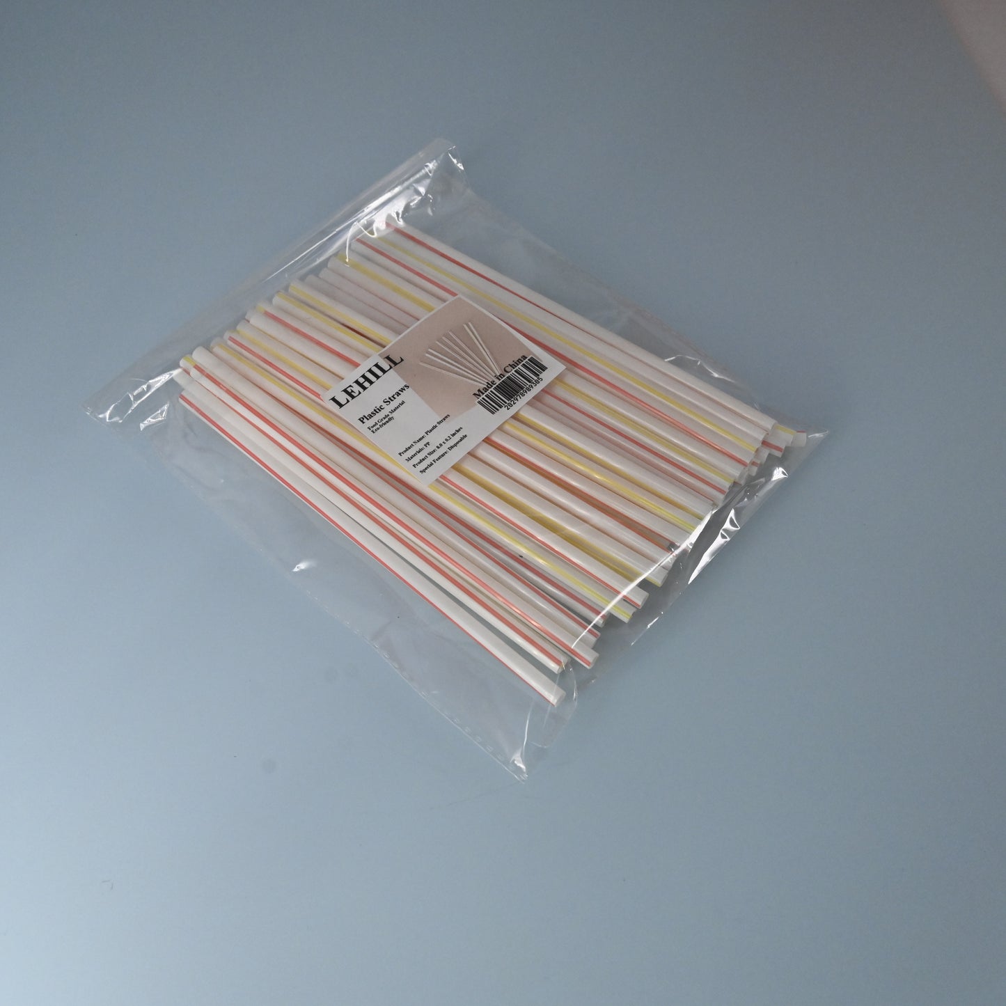 LEHILL Flexiable Disposable Plastic Striped Drinking Straws in Red and Yellow