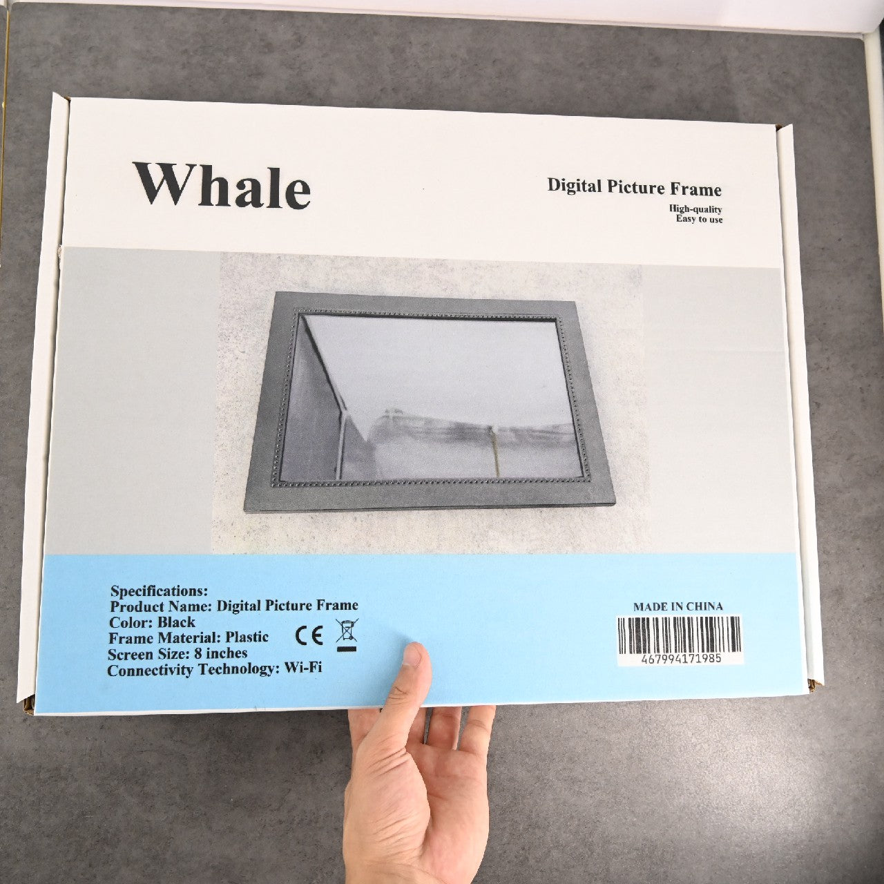 Whale Black 8 Inch LCD Digital Picture Frame Wall Mountable WiFi Photo Frames