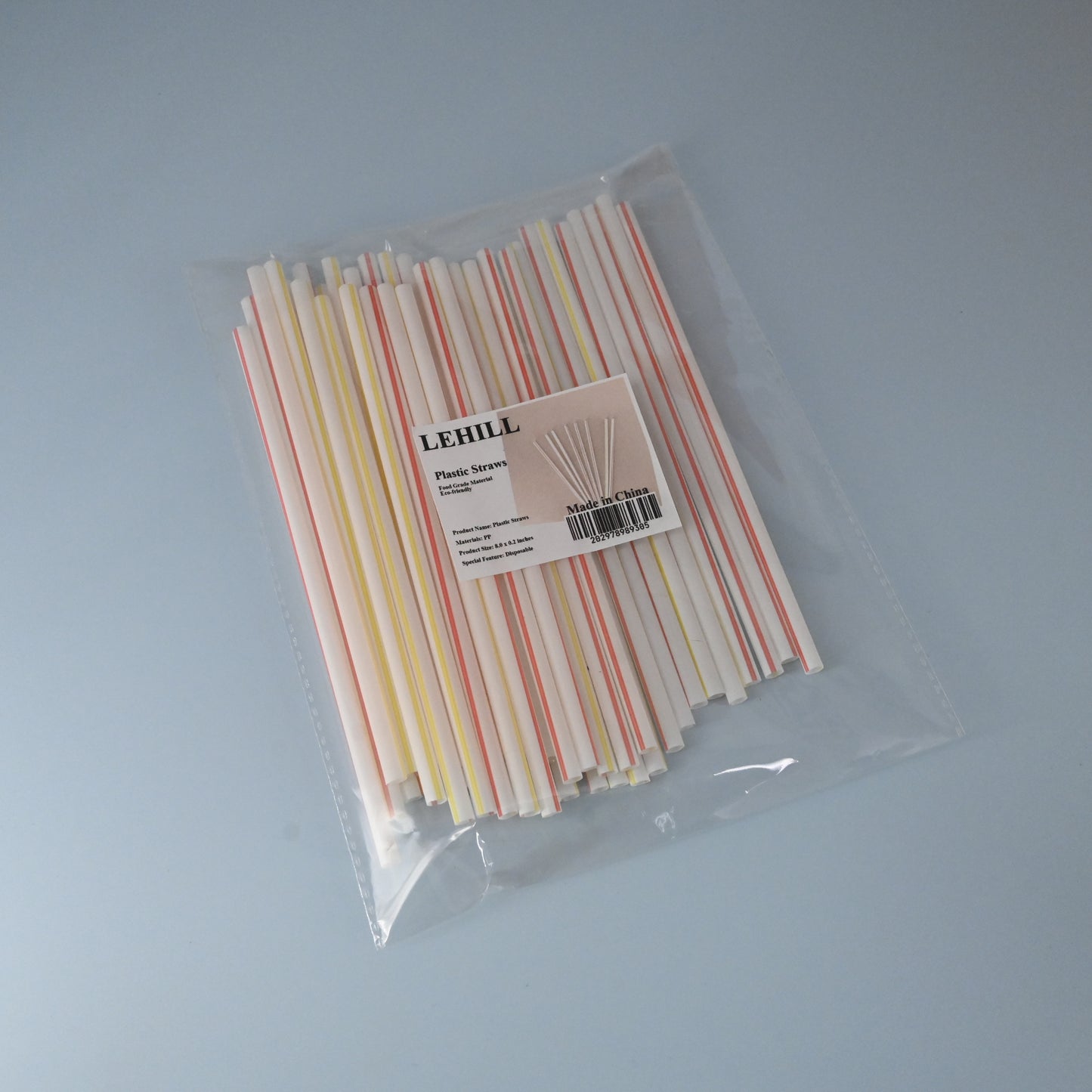 LEHILL Flexiable Disposable Plastic Striped Drinking Straws in Red and Yellow