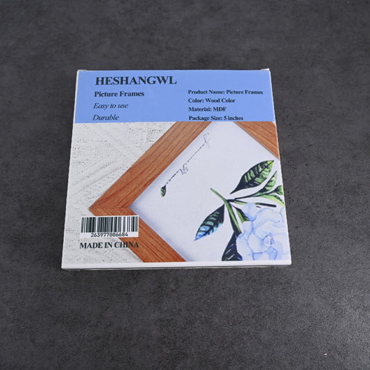 HESHANGWL 5 Inches MDF Photo Frame Picture Frame  In Wood Color for Room Ornament