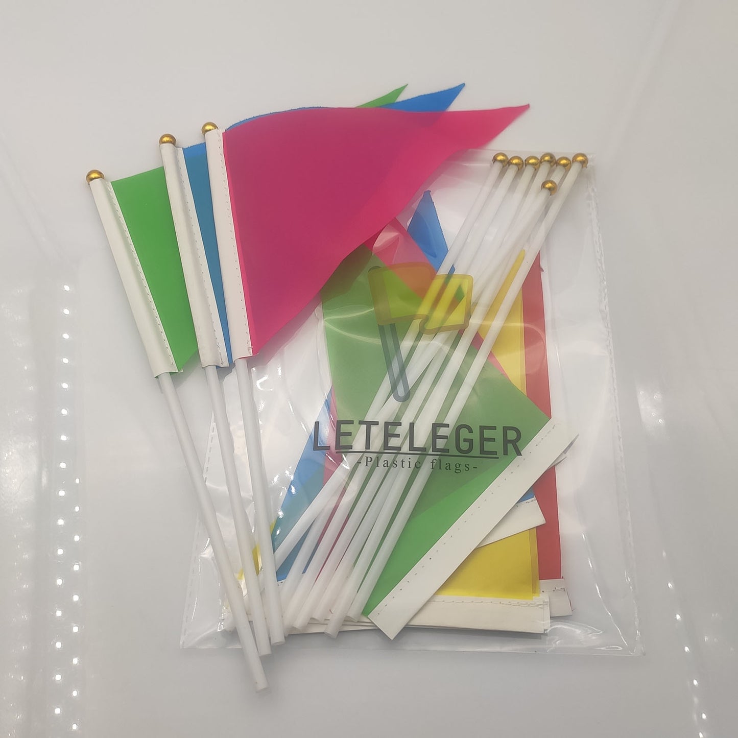 LETELEGER 10PCS Plastic Flags Bright Rainbow Color