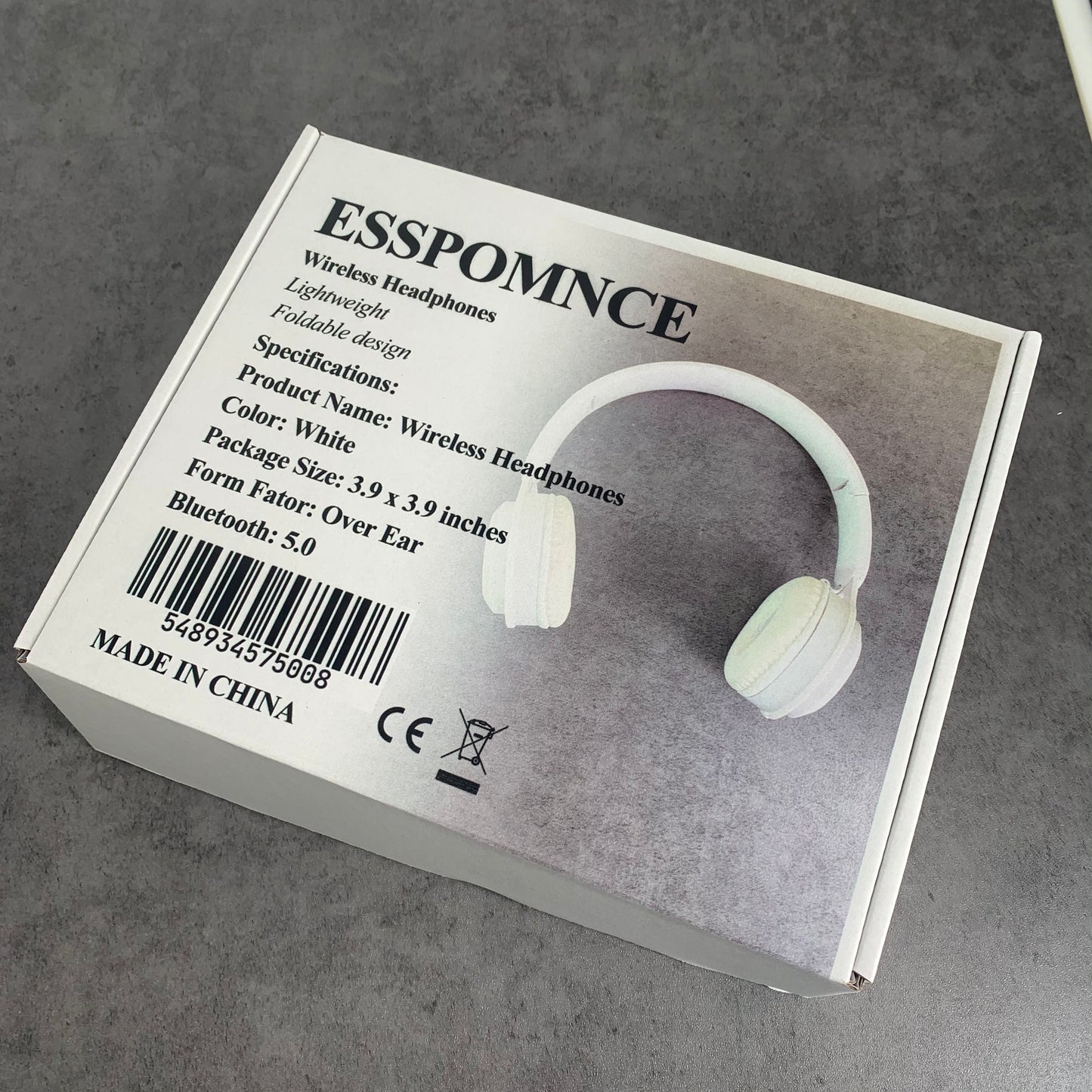 ESSPOMNCE Wireless Stereo Headset Noise Cancelling Earphone Headphone in White