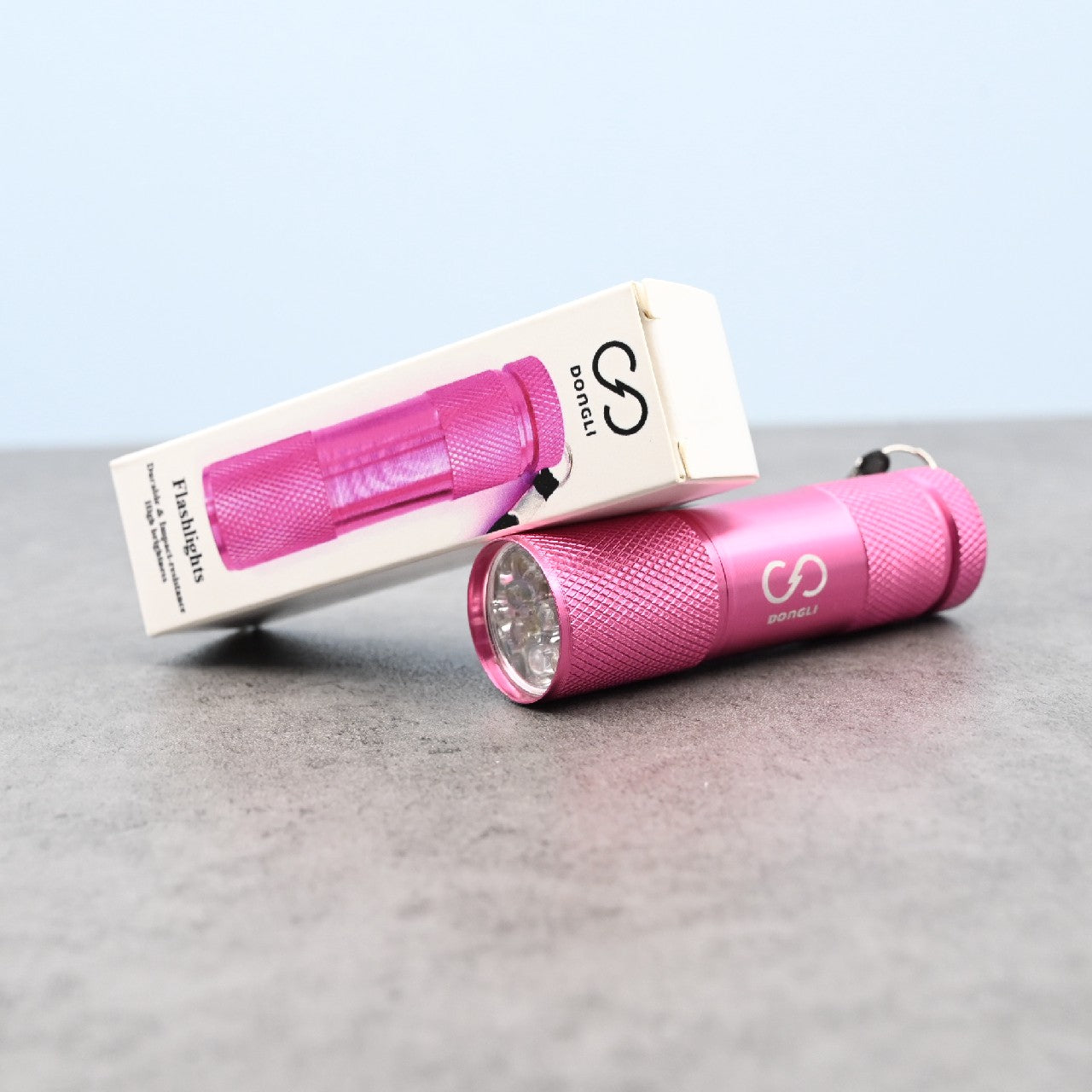 DONGLI Mini Portable Aluminum Alloy LED Flashlights for Camping Emergency Everyday Use In Pink