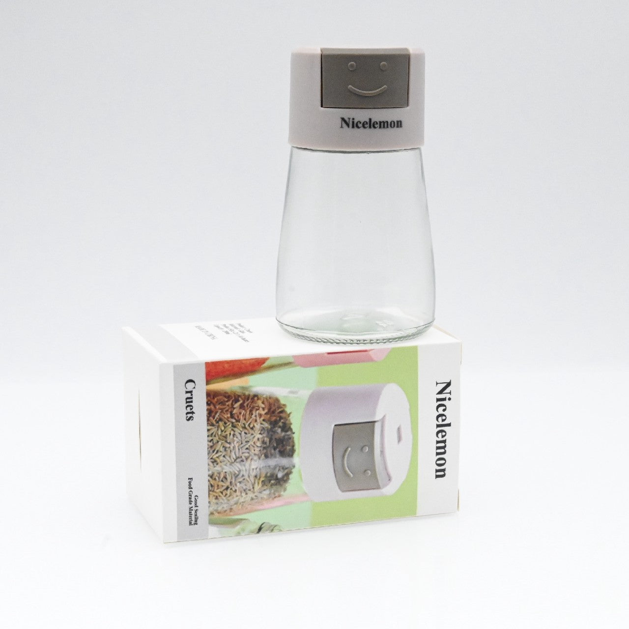 Nicelemon Press-type Glass Cruets Leak-proof Cruets Bottle Plastic Cover