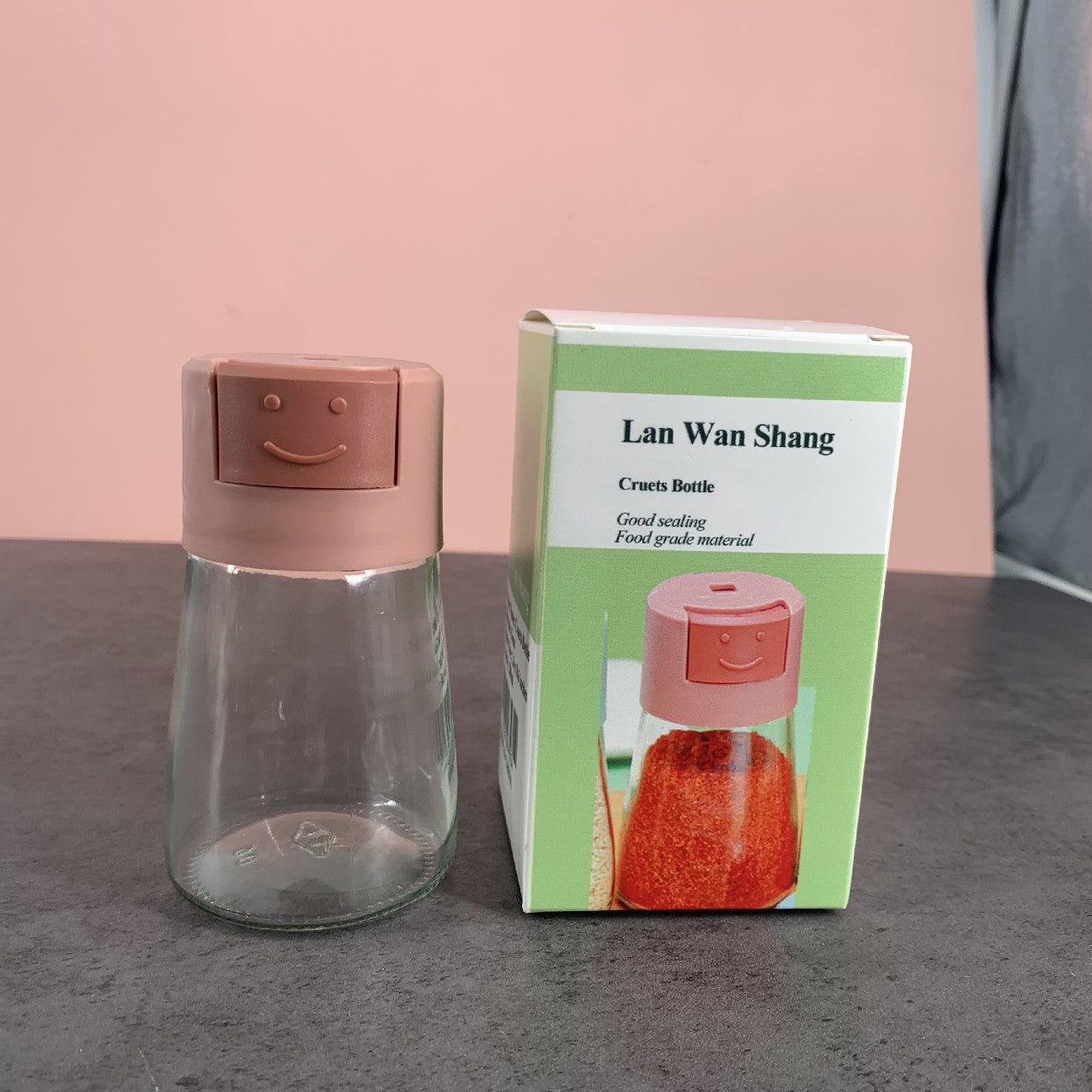 Lan Wan Shang Press-type Glass Leak-proof Oil Bottle Red Plastic Cover