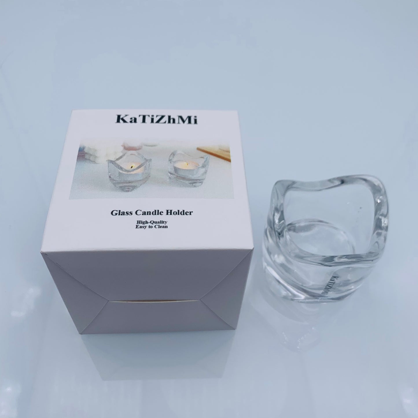 KaTiZhMi Glass Candlesticks Holder Fine Transparent Crystal Glass Candlestick Dining Home Decoration