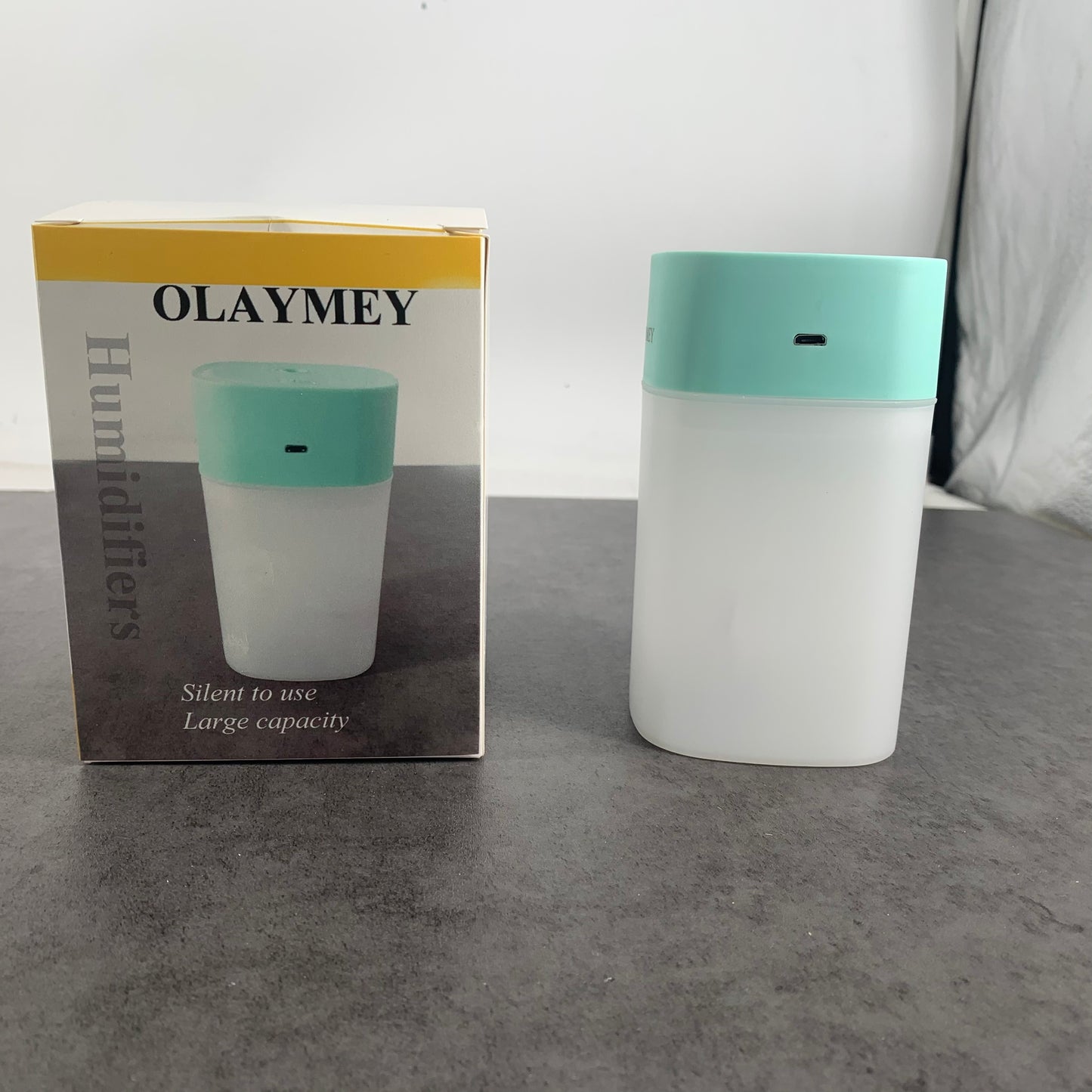 OLAYMEY USB Humidifier, Colorful Light 400ml Humidifier, Large Fog Volume Humidifier Green