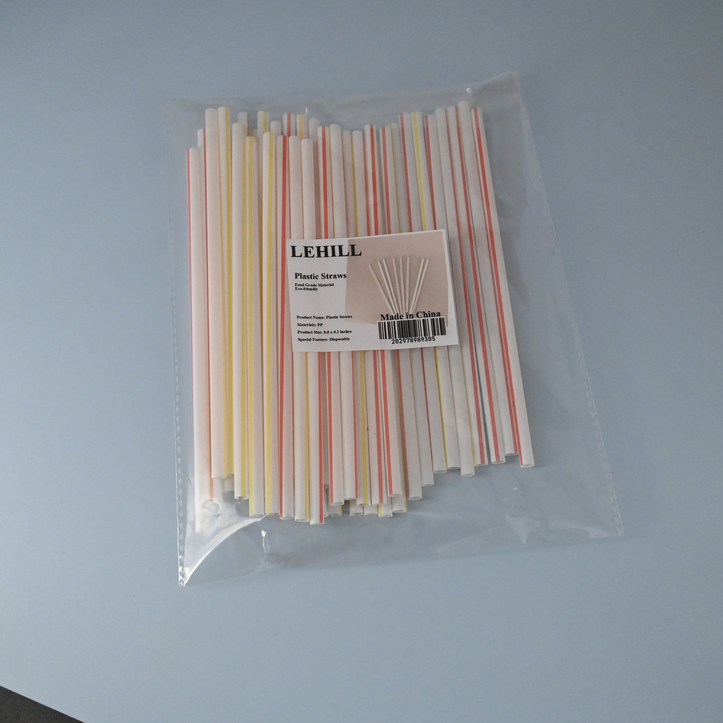 LEHILL Flexiable Disposable Plastic Striped Drinking Straws in Red and Yellow