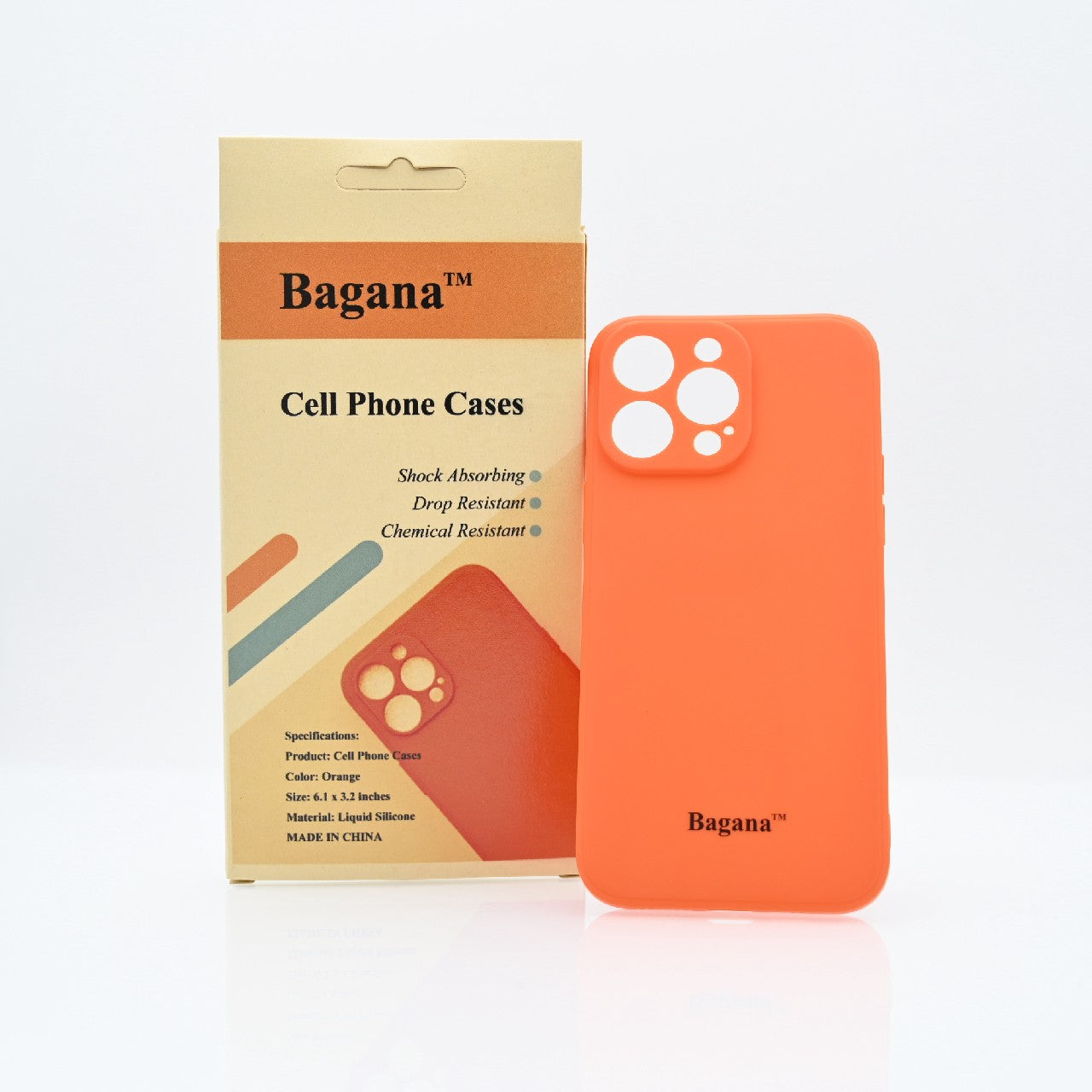 Bagana Cell Phones Protective Cases Silicone Case for iPhone 14 Pro in Orange