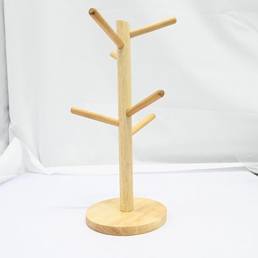 Vilion Wooden Mug Holder Tree Coffee Mug Tea Cup Organizer with 6 Hooks