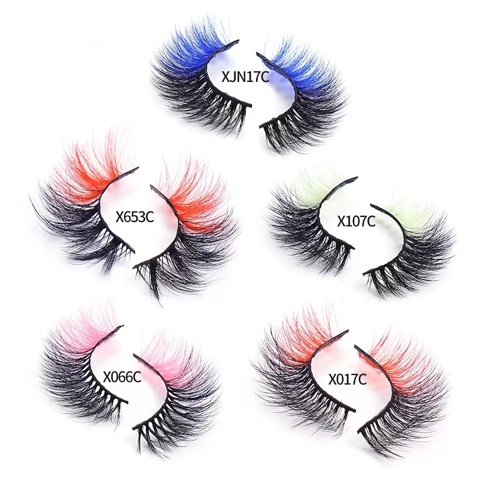 New Arrivals Colored Lashes Wispy Fluffy 3D Mink Lash Natural Long Faux Mink Eyelashes