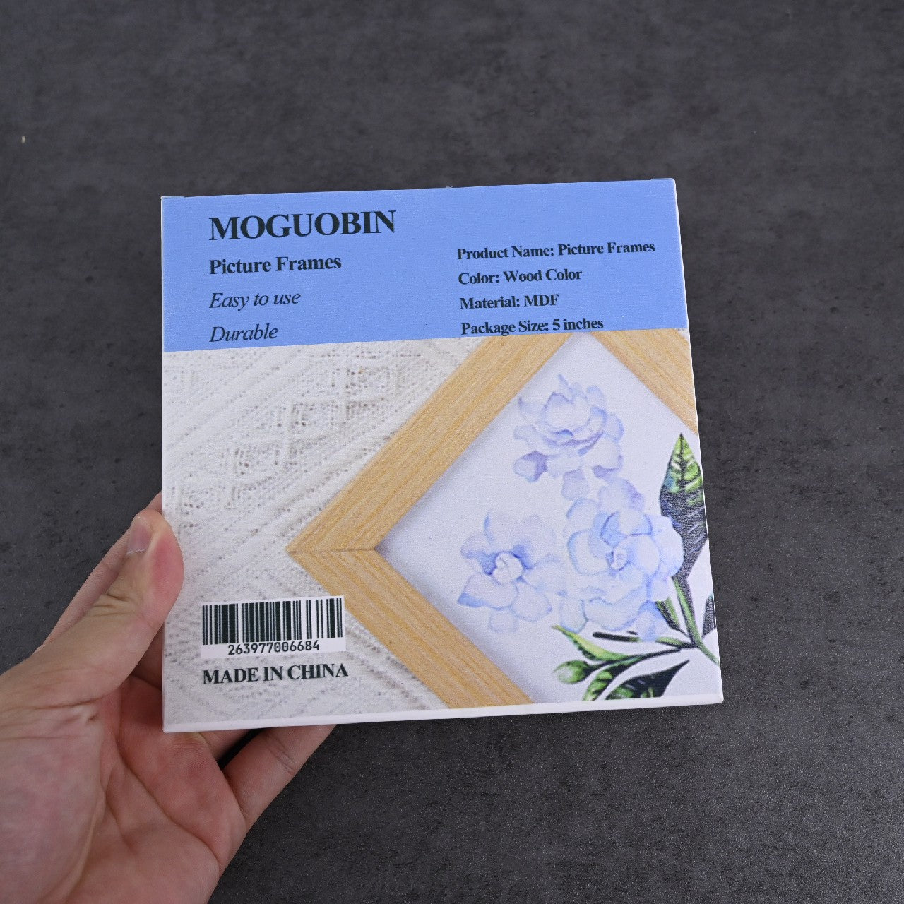 MOGUOBIN 5 Inches MDF Photo Frame Wood Color Picture Frame for Room Ornament