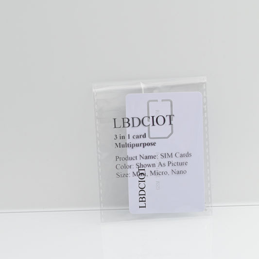 LBDCIOT Nano/Micro/Mini Sizes SIM Card for Phone use (3-in-1)