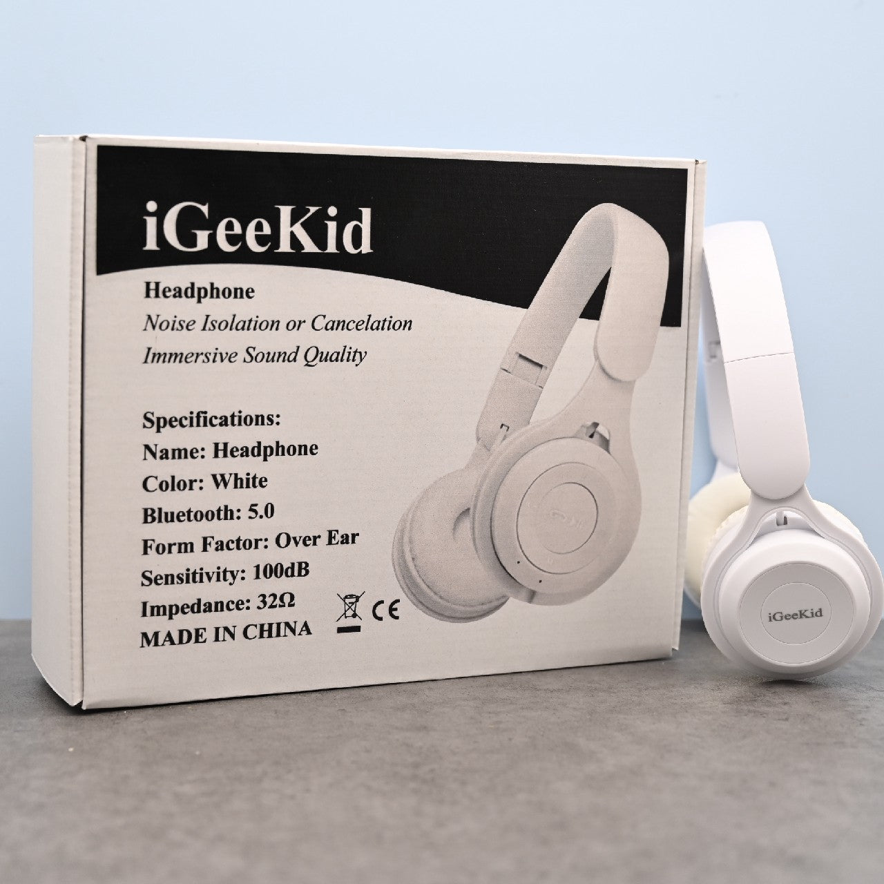 iGeeKid Headphones Wireless Bluetooth Headphones with Micro SD Card Slot, White