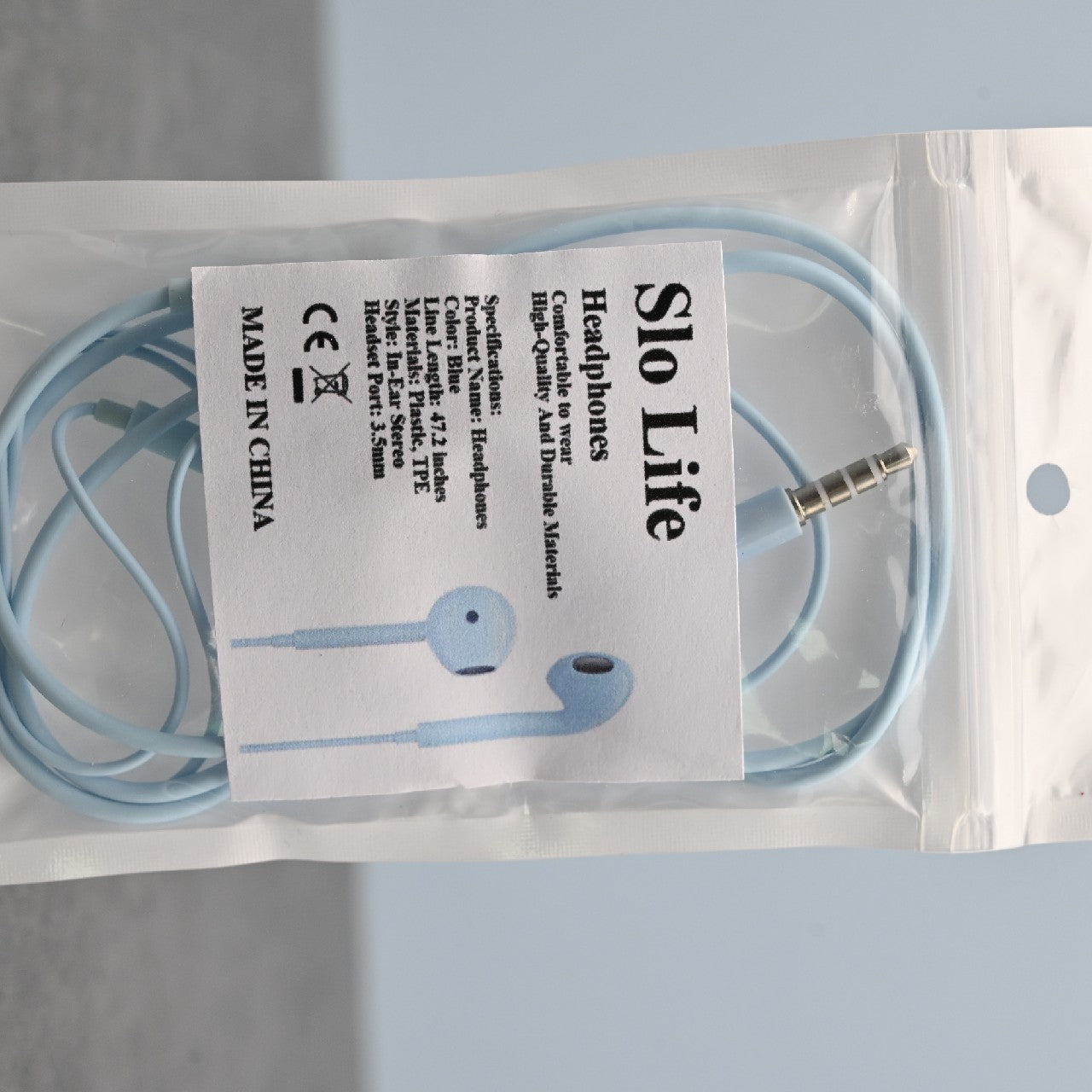 Slo Life 3.5mm Jack Wired Earphones with Microphone In-Ear Headphones In Blue