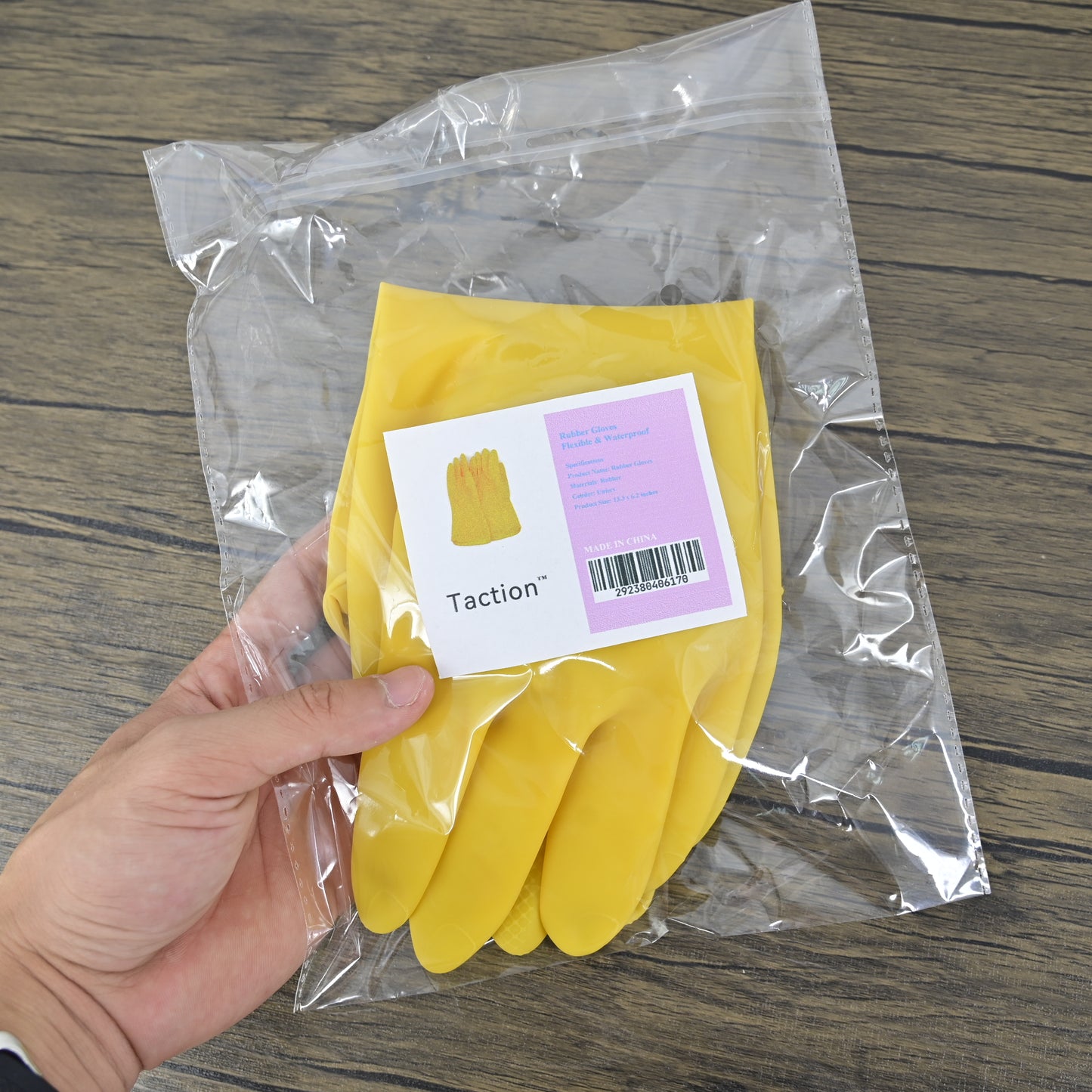 Taction 1 Pair Everyday Protection Reuseable Rubber Cleaning Gloves Household Gloves in Yellow