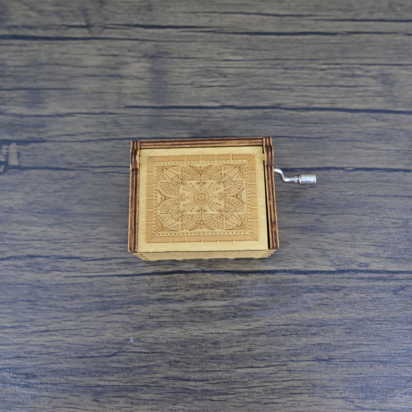 ROTOMOON Carved Wooden Hand Crank Music Box