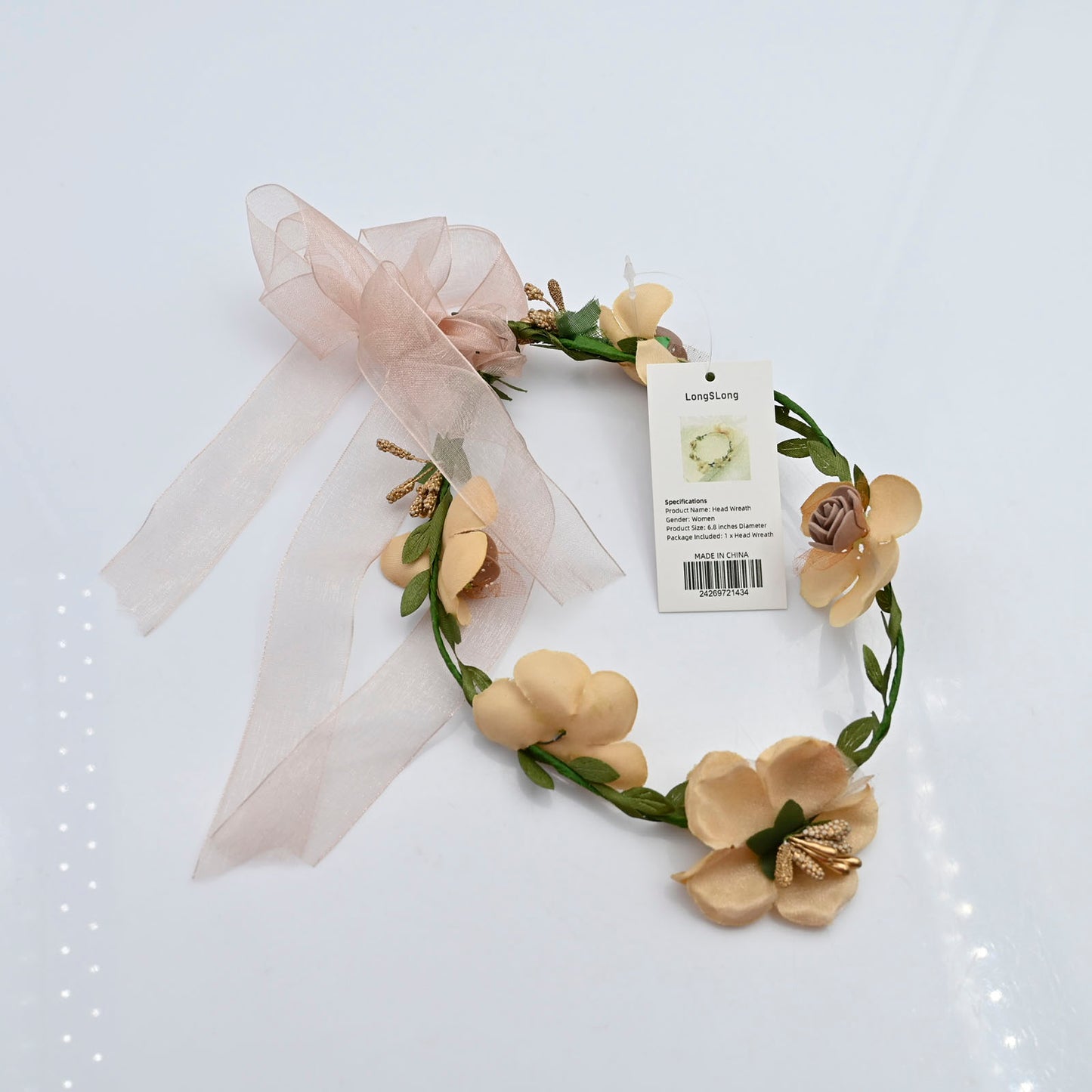 LongSLong Flowers Wreath Festival Headband Women Hair Accessories Girl Floral Garland Wedding Floral Headwear