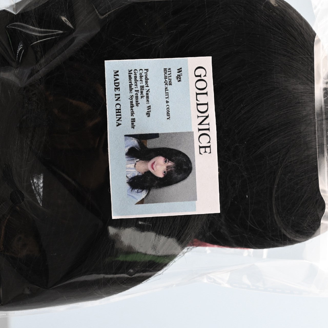 GOLDNICE Black Wig for Women Party and Cosplay Wig Natural Hair Synthetic Wig